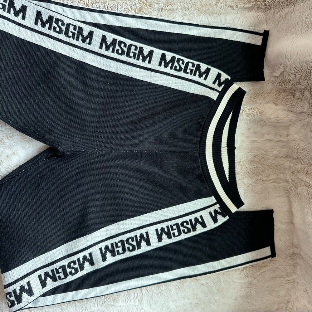 MSGM Black Joggers with White Logo Stripes